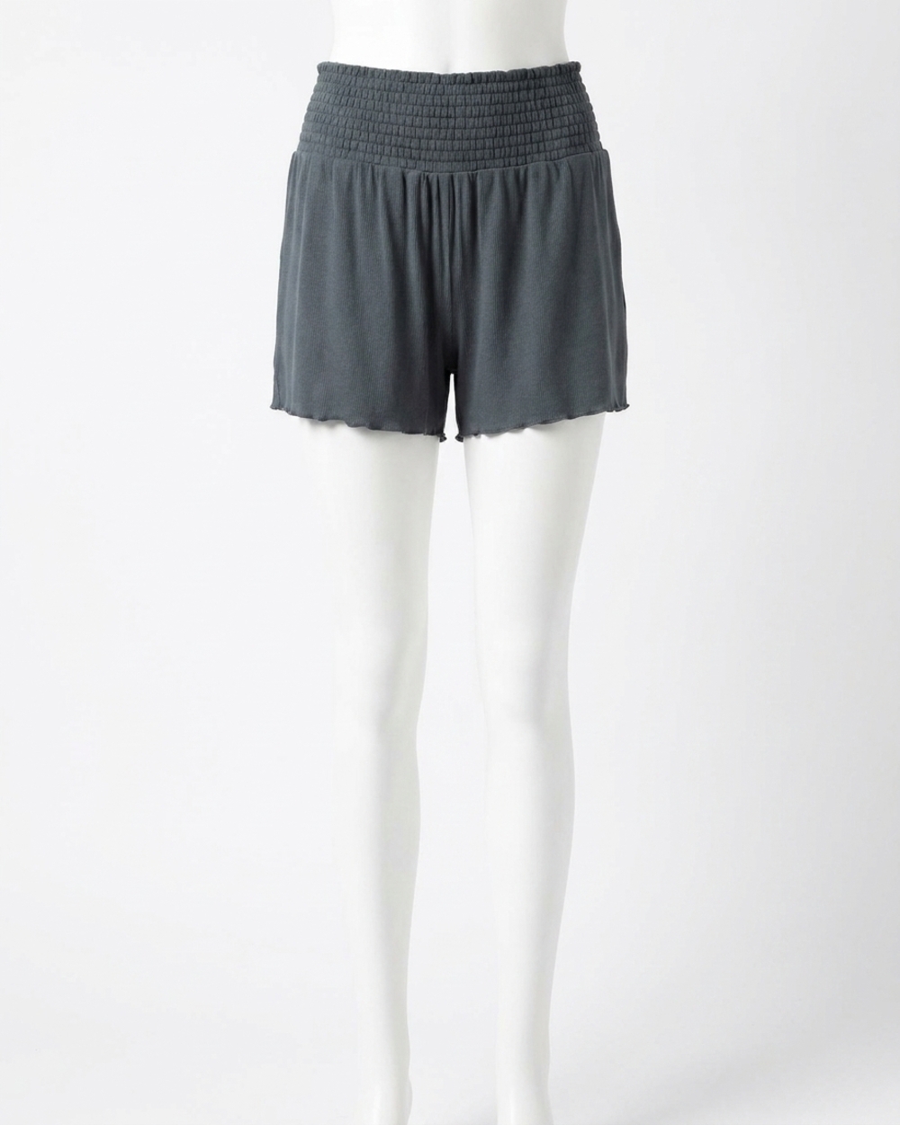 NEW GRACE AND LACE smocked ribbed lounge shorts in slate